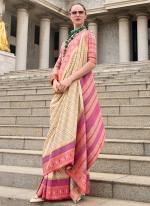 Banarasi Silk Pink Casual Wear Printed Saree